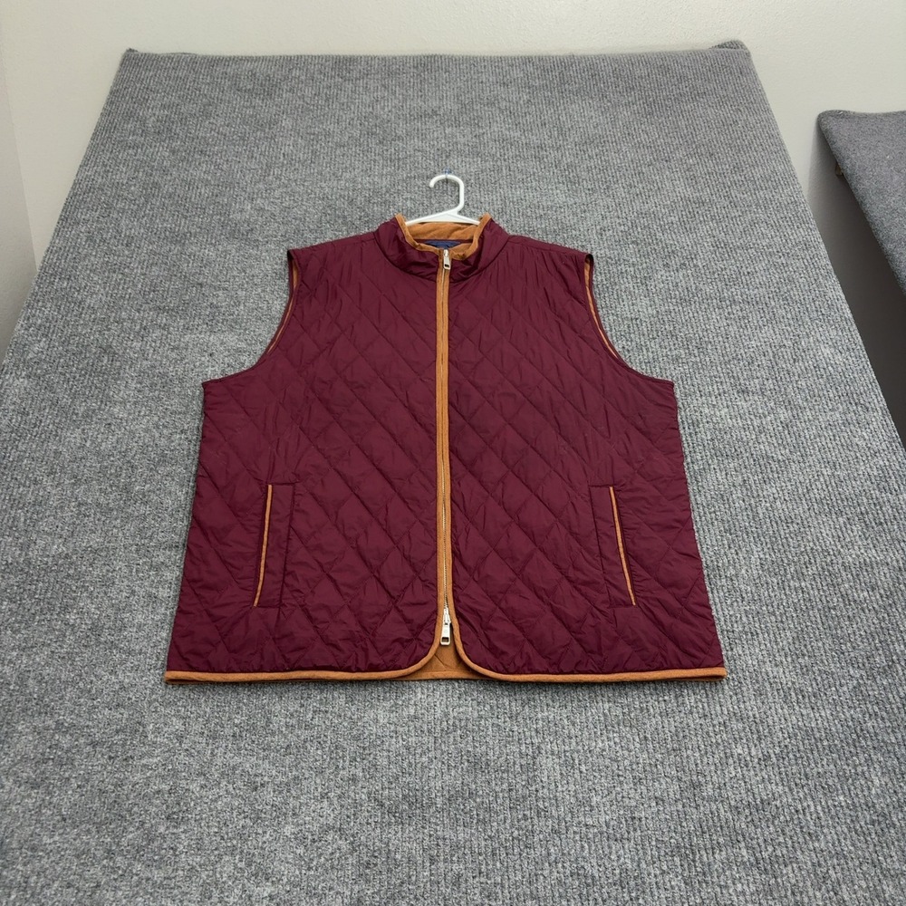 David Donahue Vest Mens XL Burgundy Polyester Quilted Full Zip Casual Gorpcore